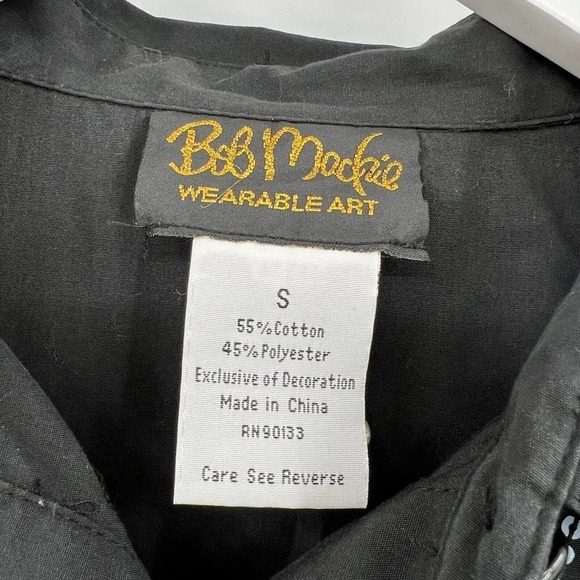 Bob Mackie Wearable Art Black Long Sleeve Button Up Sequin Design Women's Small - Picture 7 of 7